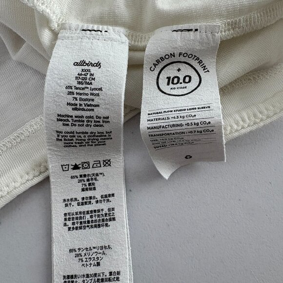 Allbirds Natural Flow Studio Shirt Womens XXXL White Long Sleeve Tee Wool Tencel - Picture 7 of 11